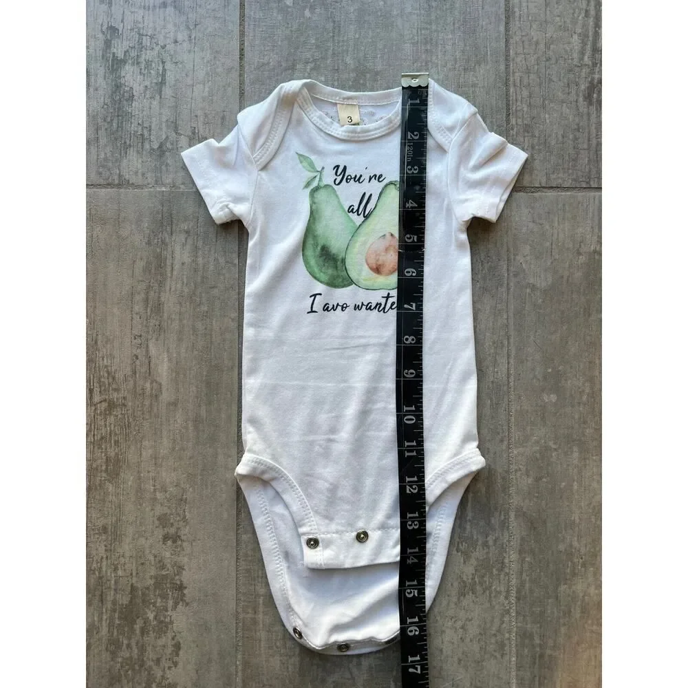 Los Angeles Boutique Baby Girl Boy YOU'RE ALL I AVO WANTED Avocado Bodysuit 0-3m